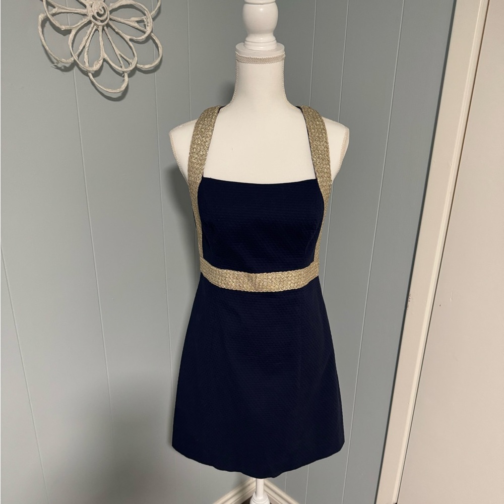 Lilly Pulitzer Navy and Gold Mini Dress
